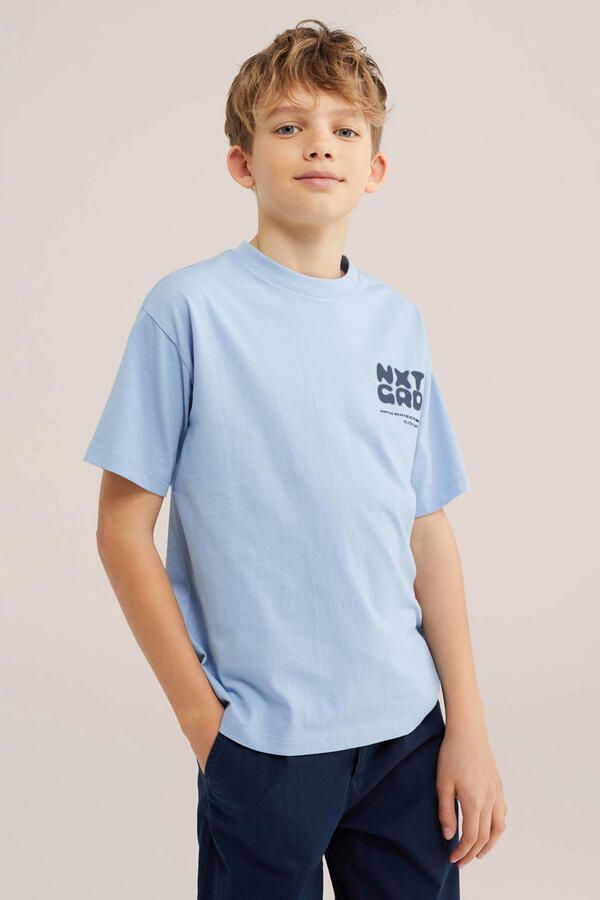 WE Fashion T-shirt met backprint lichtblauw