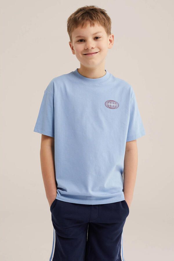 WE Fashion T-shirt met backprint lichtblauw