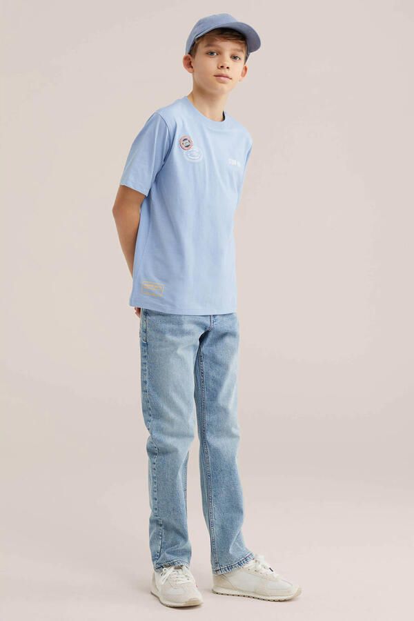 WE Fashion T-shirt met backprint lichtblauw - Foto 3