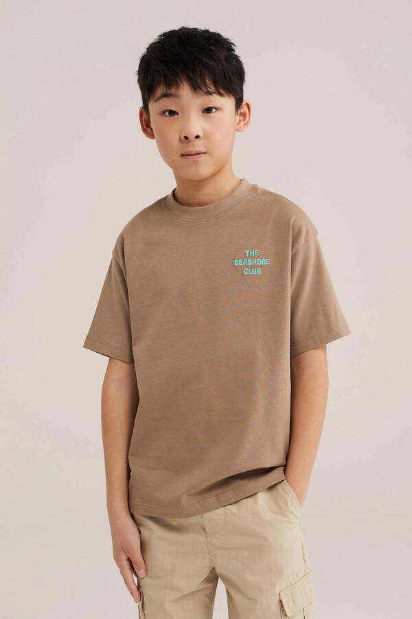 WE Fashion T-shirt met backprint lichtbruin