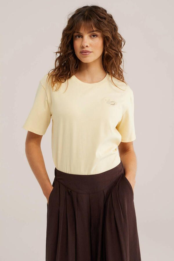 WE Fashion T-shirt met backprint lichtgeel