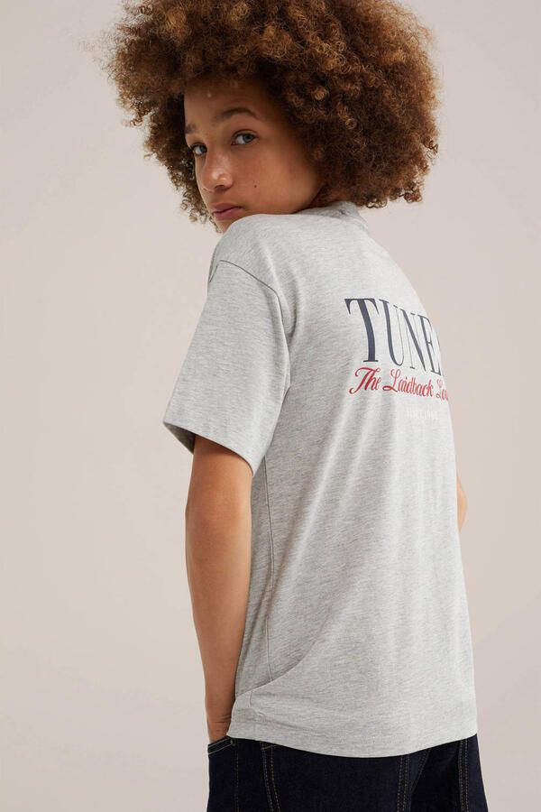 WE Fashion T-shirt met backprint lichtgrijs Jongens Katoen Ronde hals - Foto 2