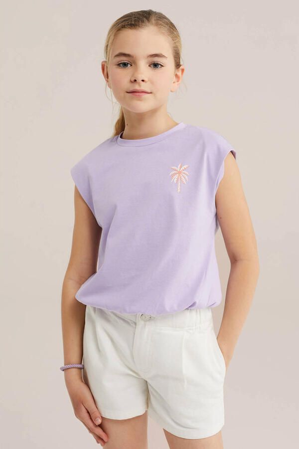 WE Fashion T-shirt met backprint lila