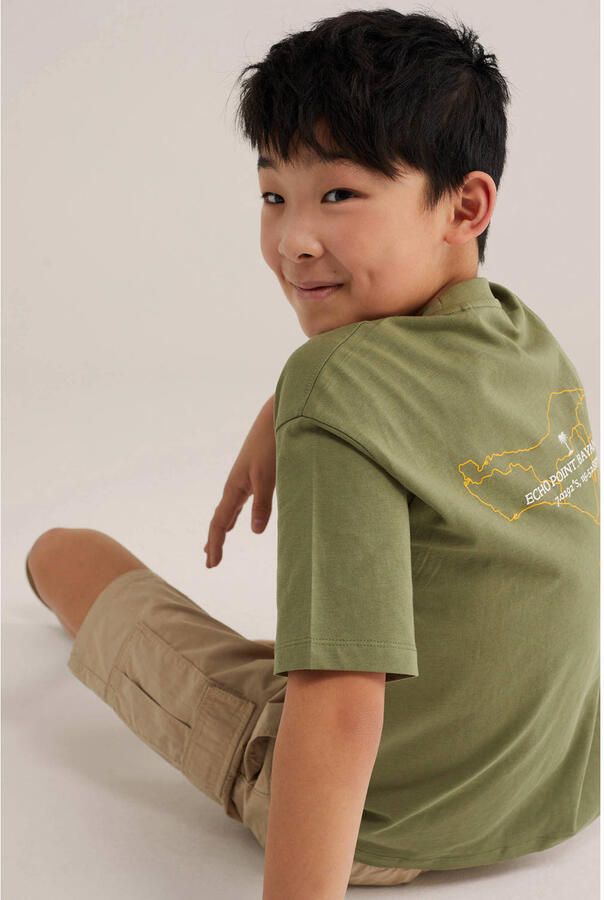 WE Fashion T-shirt met backprint olijfgroen - Foto 3