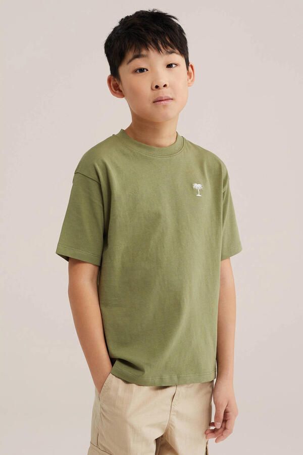 WE Fashion T-shirt met backprint olijfgroen