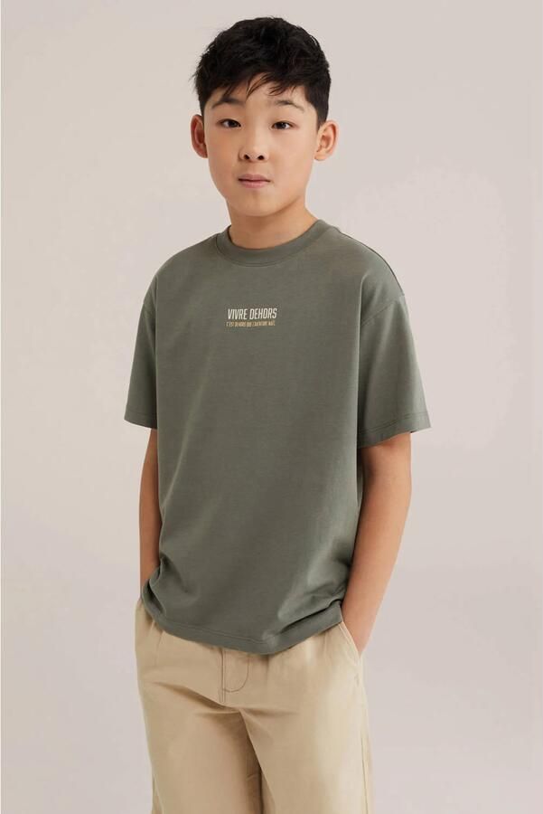 WE Fashion T-shirt met backprint olijfgroen
