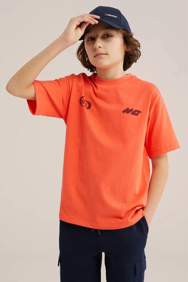 WE Fashion T-shirt met backprint oranje