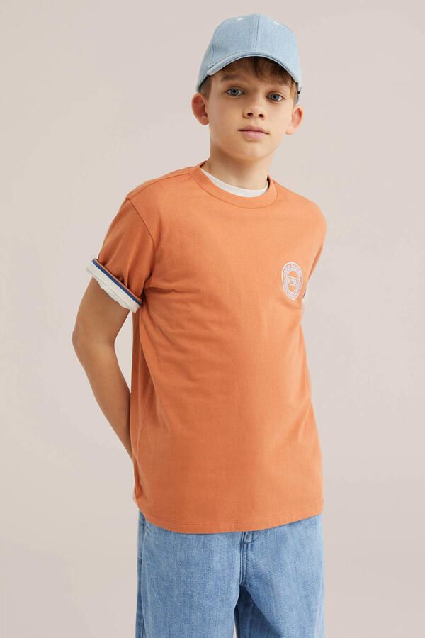 WE Fashion T-shirt met backprint oranje