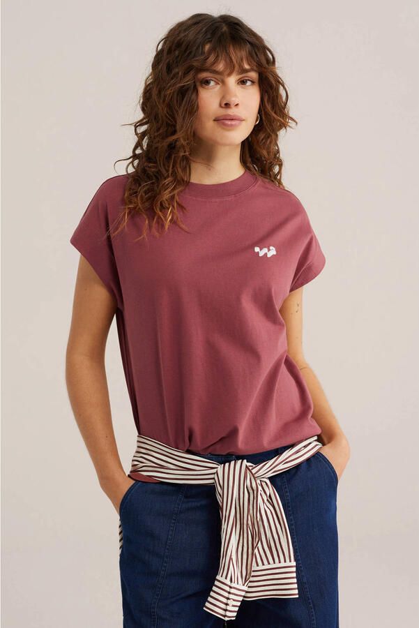 WE Fashion T-shirt met backprint oudroze