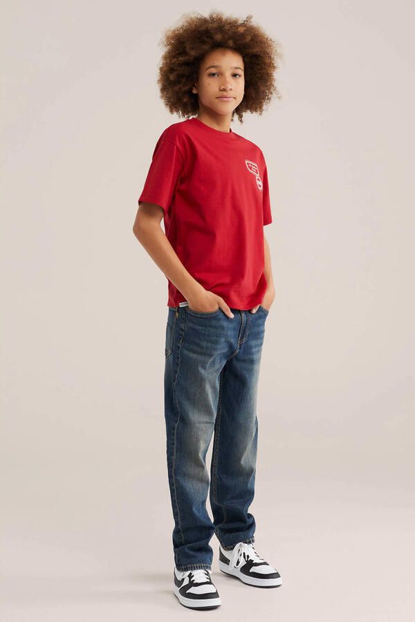 WE Fashion T-shirt met backprint rood Jongens Katoen Ronde hals Backprint - Foto 2