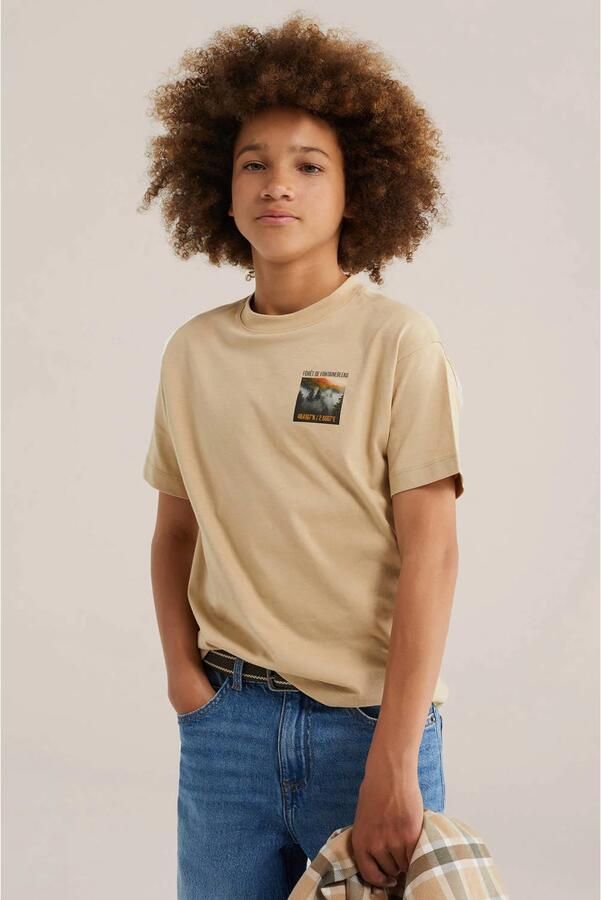 WE Fashion T-shirt met backprint zand