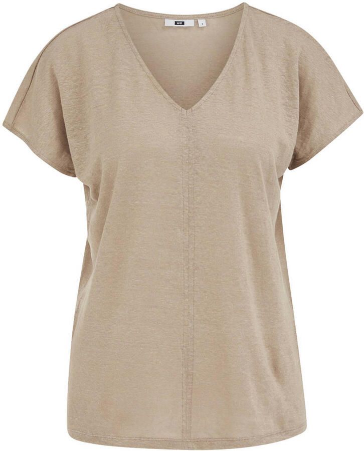 WE Fashion T-shirt met linnen beige - Foto 2
