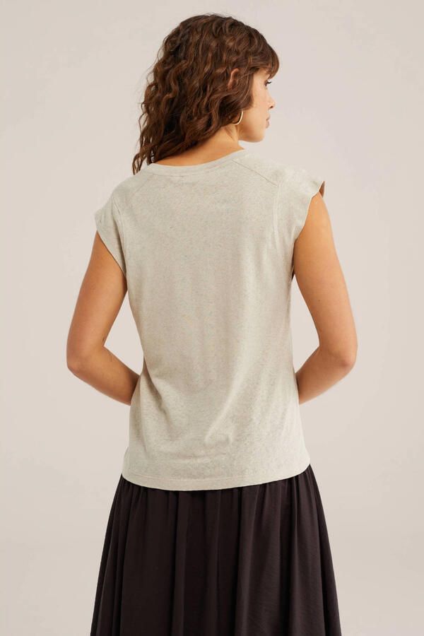 WE Fashion T-shirt met linnen beige - Foto 3