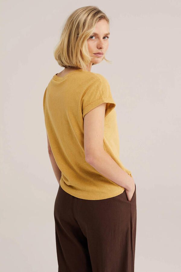 WE Fashion T-shirt met linnen oker - Foto 2
