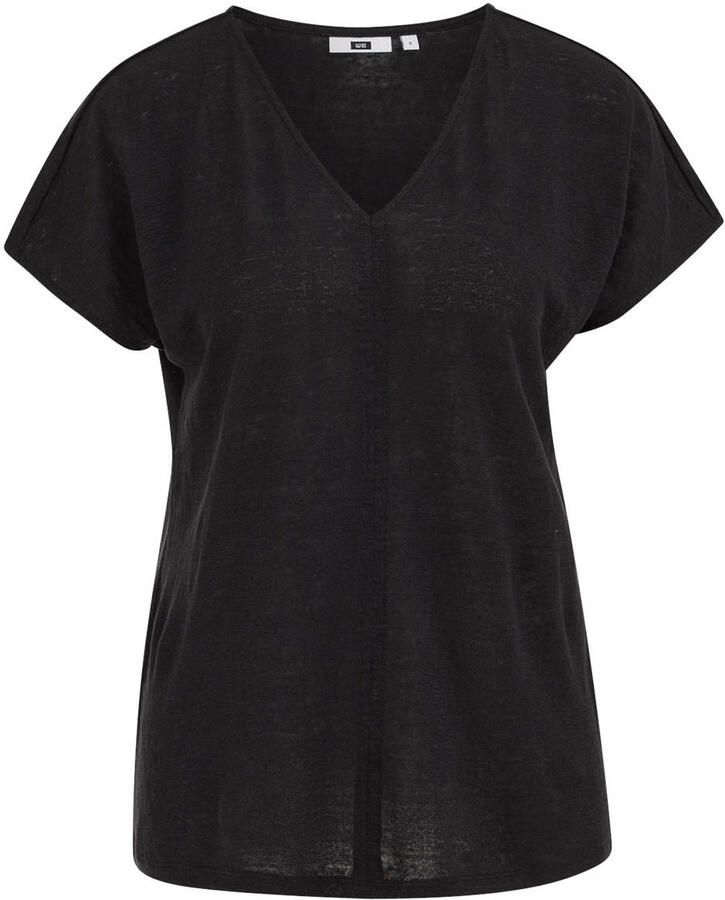 WE Fashion T-shirt met linnen zwart - Foto 2