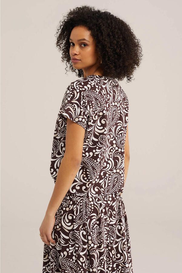 WE Fashion T-shirt met paisley print bruin - Foto 2