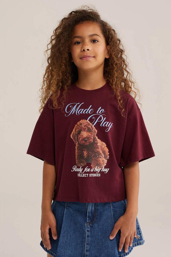 WE Fashion T-shirt met print donkerrood
