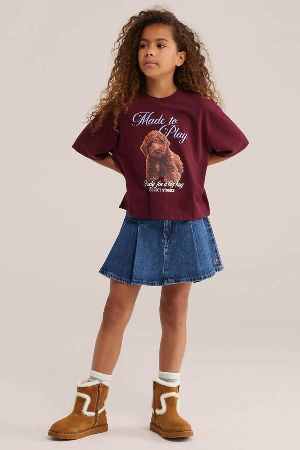 WE Fashion T-shirt met print donkerrood - Foto 2