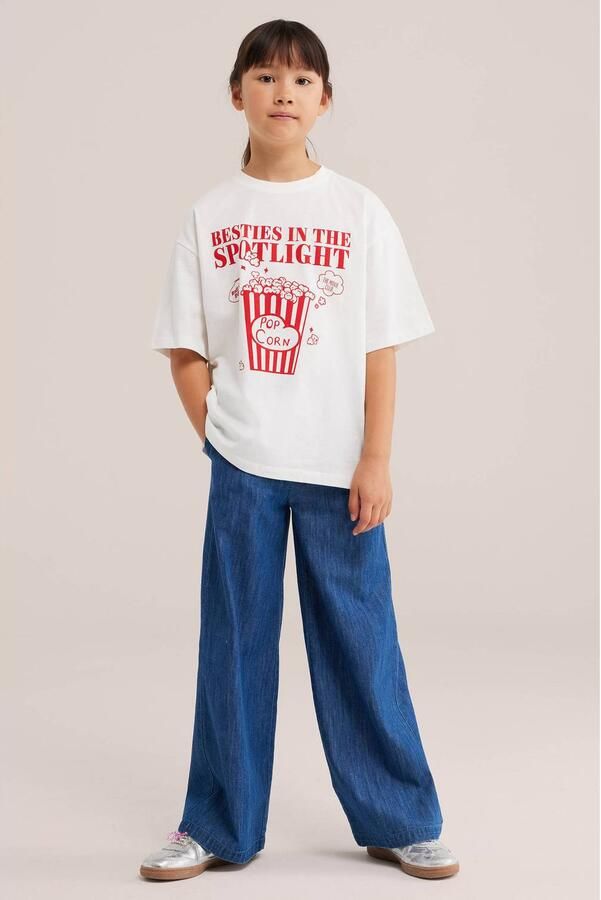 WE Fashion T-shirt met print wit rood Meisjes Katoen Ronde hals Printopdruk - Foto 2