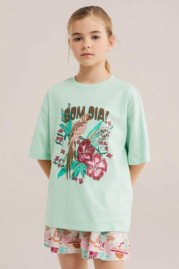 WE Fashion T-shirt met printopdruk mintgroen