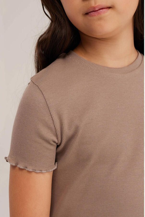 WE Fashion T-shirt met ruches bruin - Foto 2