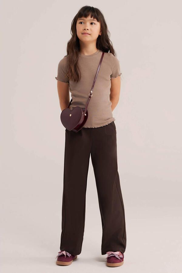 WE Fashion T-shirt met ruches bruin - Foto 3