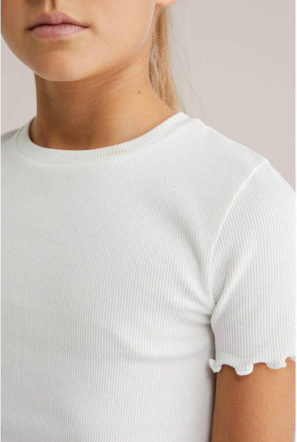 WE Fashion T-shirt met ruches ecru - Foto 2