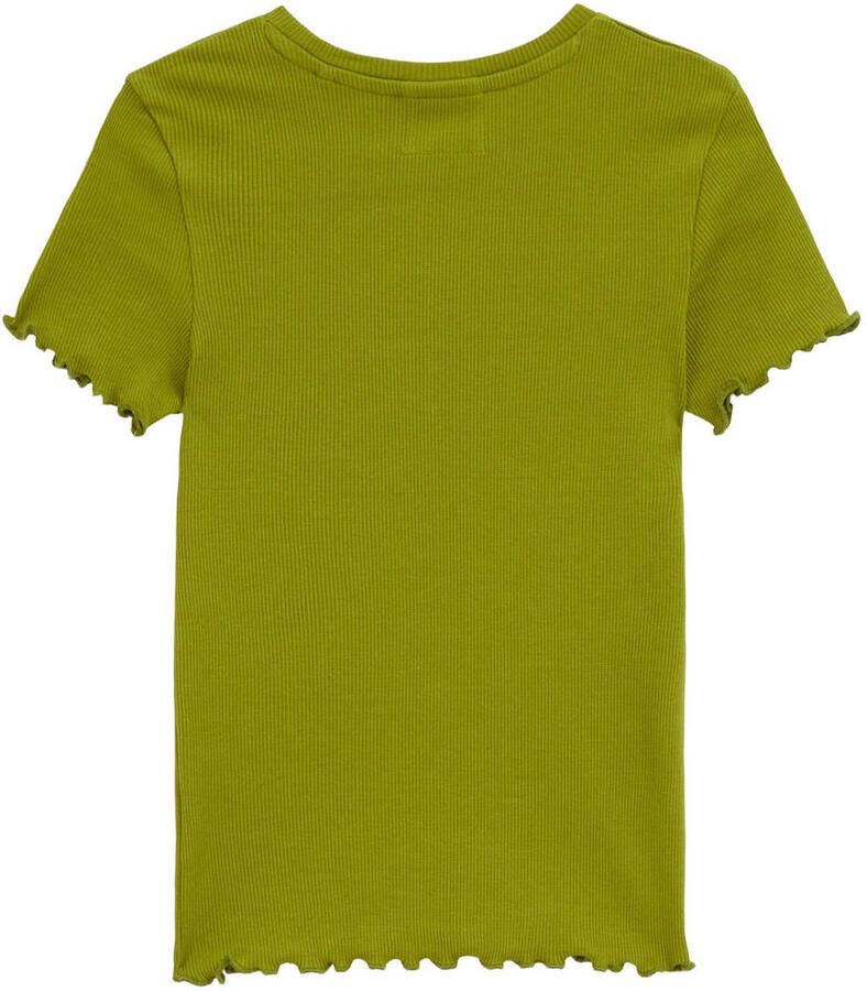 WE Fashion T-shirt met ruches olijfgroen - Foto 2