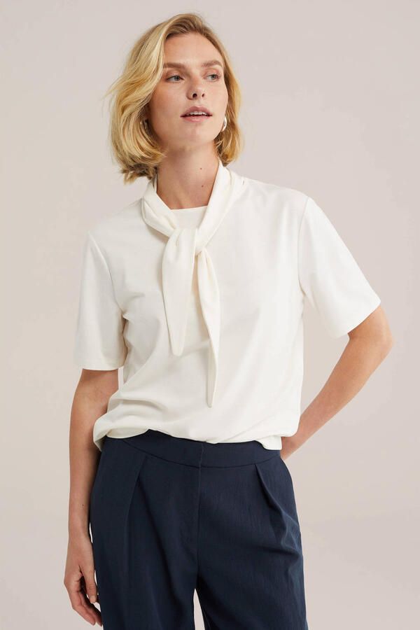 WE Fashion T-shirt met sjaaltje- wit
