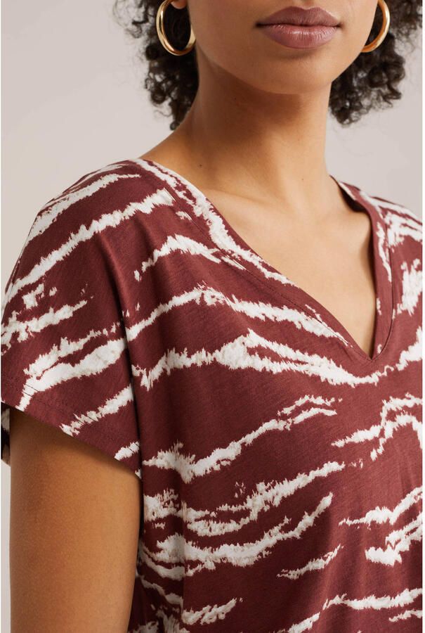 WE Fashion T-shirt met zebraprint donkerrood - Foto 2