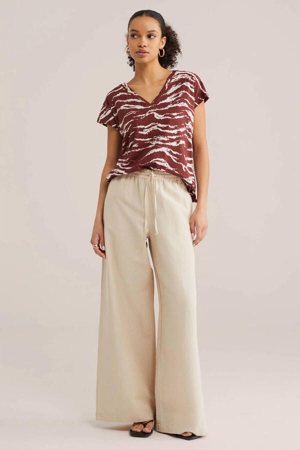 WE Fashion T-shirt met zebraprint donkerrood - Foto 3