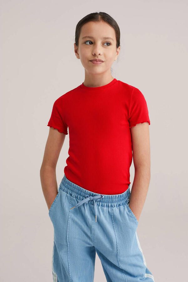 WE Fashion T-shirt rib gebreid