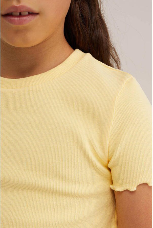 WE Fashion T-shirt rib gebreid lichtgeel - Foto 2
