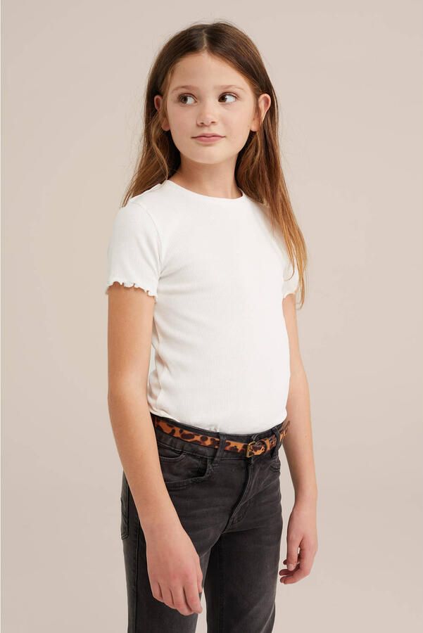 WE Fashion T-shirt rib gebreid wit - Foto 3