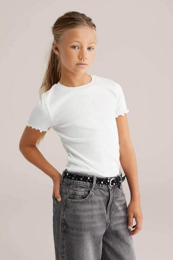 WE Fashion T-shirt rib gebreid wit - Foto 2