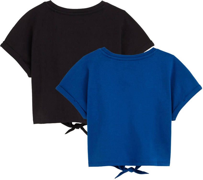 WE Fashion T-shirt (set van 2) donkerblauw zwart