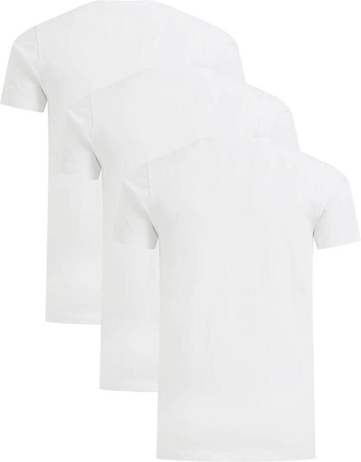 WE Fashion T-shirt set van 3 wit Jongens Stretchkatoen V-hals Effen 122 128