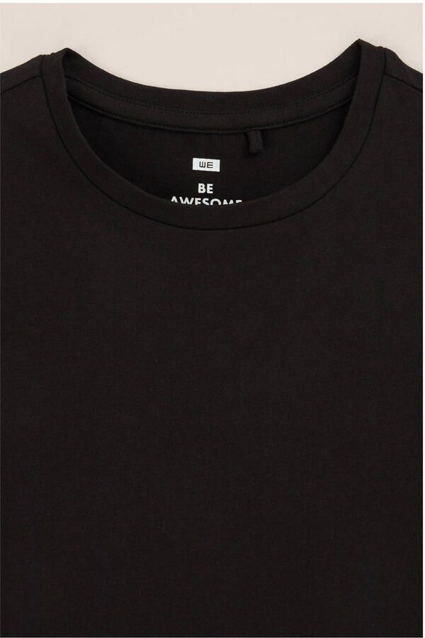 WE Fashion t-shirt set van 5 zwart Jongens Stretchkatoen Ronde hals Effen 134 140 - Foto 2