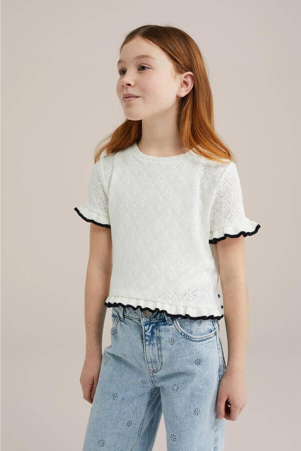 WE Fashion T-shirt wit gebreid