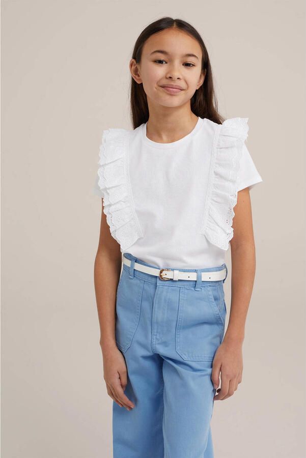 WE Fashion T-shirt wit Top Meisjes Katoen Ronde hals Effen 110 116 - Foto 2