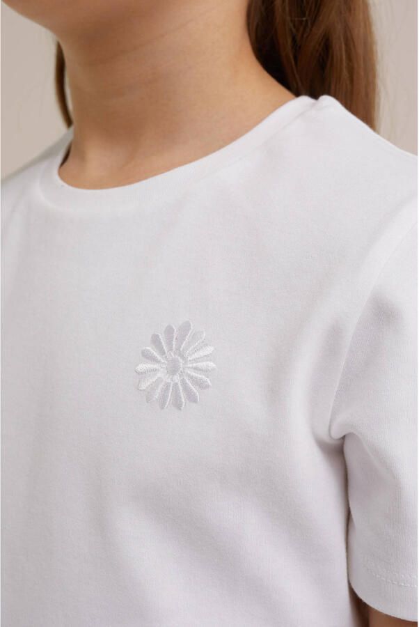WE Fashion T-shirt wit Paars Meisjes Katoen Ronde hals Effen 134 140 - Foto 2