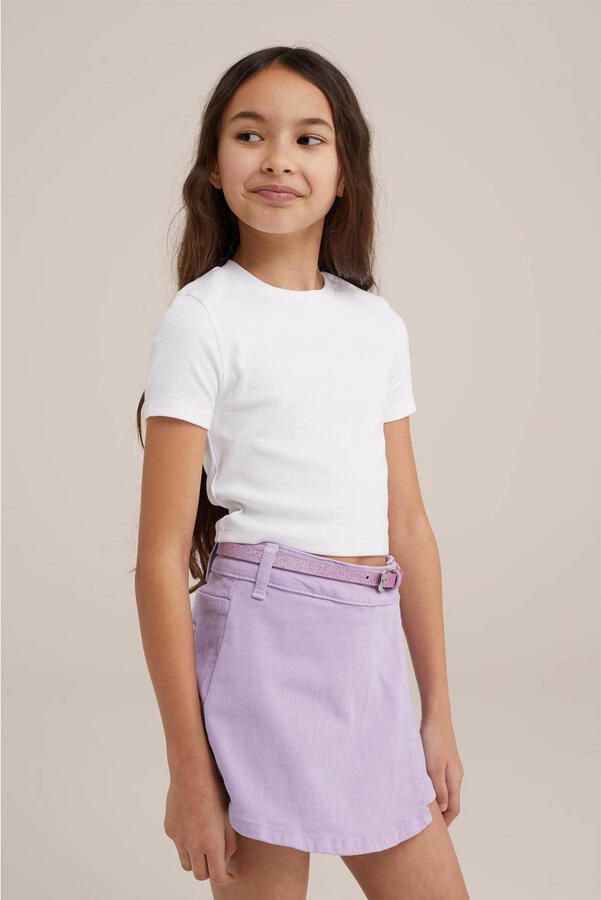 WE Fashion T-shirt wit Meisjes Katoen Ronde hals Effen 122 128 - Foto 2