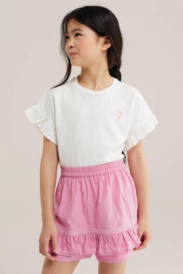 WE Fashion T-shirt wit met textuur