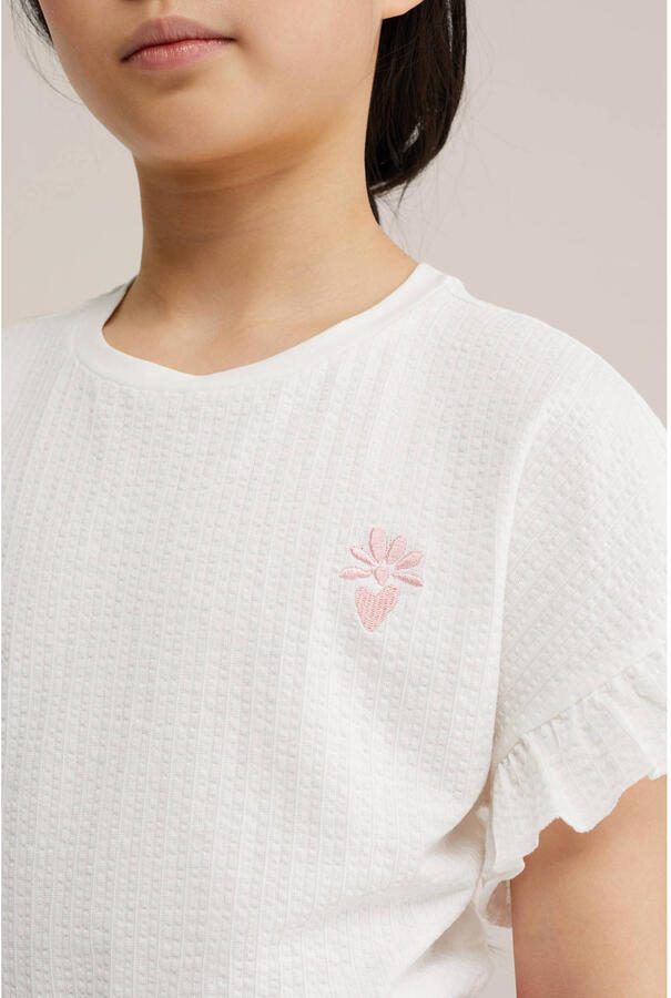 WE Fashion T-shirt wit met textuur - Foto 2