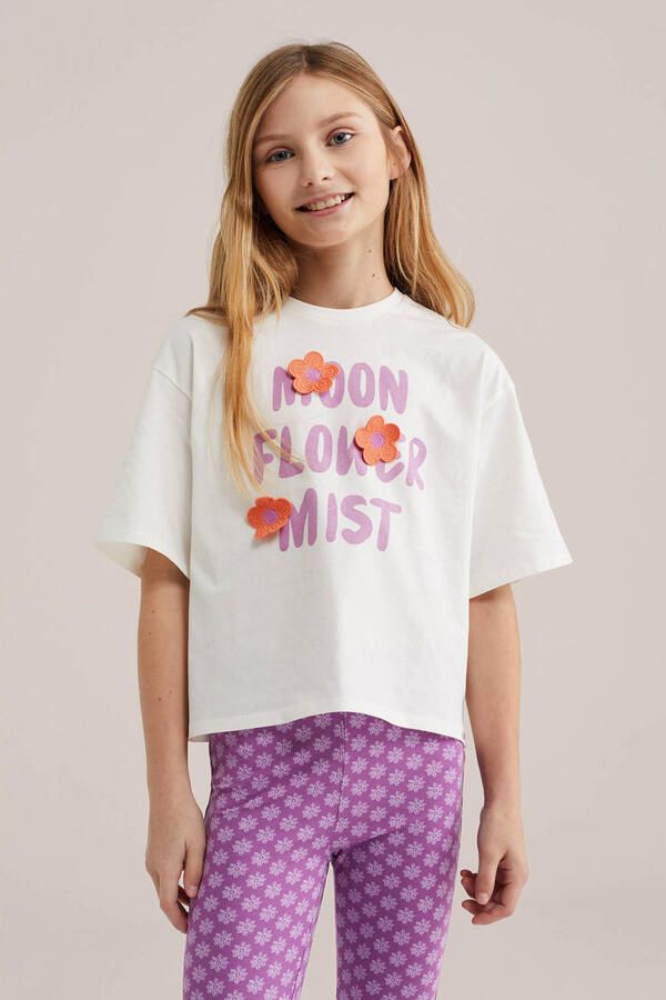 WE Fashion T-shirt wit paars