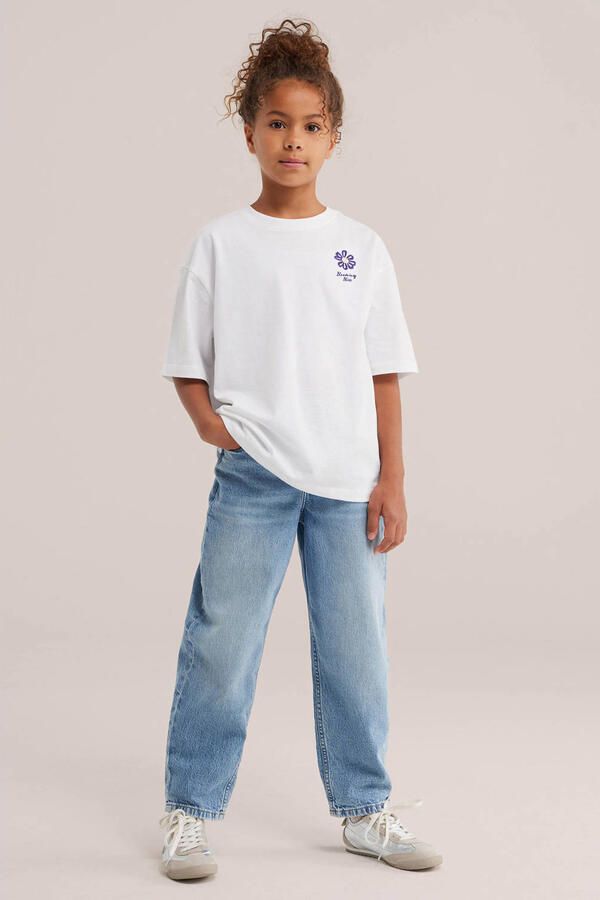 WE Fashion T-shirt wit paars geel - Foto 3