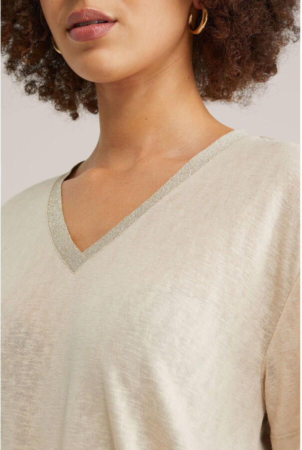 WE Fashion T-shirt zand met glitter - Foto 2