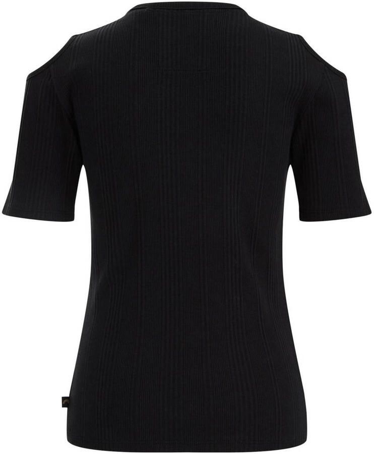 WE Fashion T-shirt zwart Meisjes Stretchkatoen Ronde hals Effen 122 128