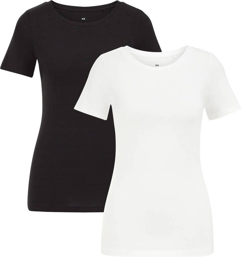 WE Fashion 2 pack T-shirt zwart wit - Foto 2