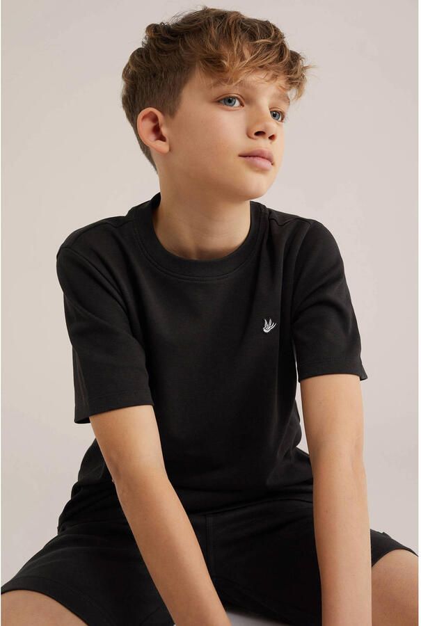 WE Fashion T-shirt zwart Jongens Katoen Ronde hals Effen 170 176 - Foto 3